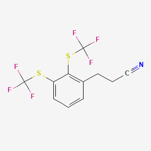 molecular formula C11H7F6NS2 B14775454 (2,3-Bis(trifluoromethylthio)phenyl)propanenitrile 