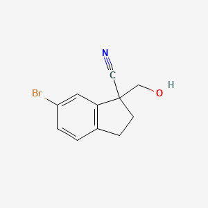 molecular formula C11H10BrNO B14775516 6-Bromo-1-(hydroxymethyl)-2,3-dihydro-1H-indene-1-carbonitrile 