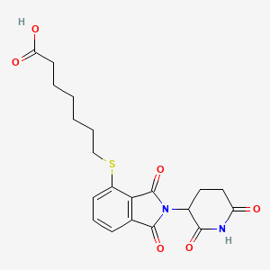 molecular formula C20H22N2O6S B14775546 7-((2-(2,6-Dioxopiperidin-3-yl)-1,3-dioxoisoindolin-4-yl)thio)heptanoic acid 