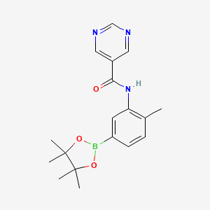 molecular formula C18H22BN3O3 B14775591 N-[2-methyl-5-(4,4,5,5-tetramethyl-1,3,2-dioxaborolan-2-yl)phenyl]pyrimidine-5-carboxamide 