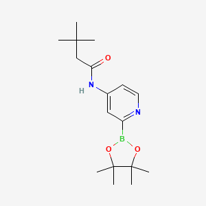 molecular formula C17H27BN2O3 B14775863 3,3-dimethyl-N-[2-(4,4,5,5-tetramethyl-1,3,2-dioxaborolan-2-yl)pyridin-4-yl]butanamide 