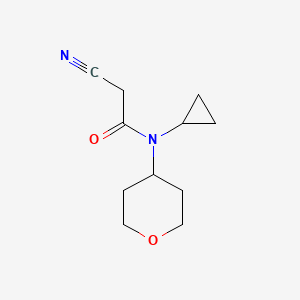 molecular formula C11H16N2O2 B1477602 2-cyano-N-cyclopropyl-N-(tetrahydro-2H-pyran-4-yl)acetamide CAS No. 2098081-05-9
