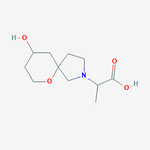 molecular formula C11H19NO4 B1477677 2-(9-Hydroxy-6-oxa-2-azaspiro[4.5]decan-2-yl)propanoic acid CAS No. 2097947-68-5
