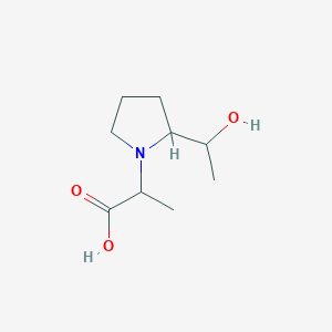 molecular formula C9H17NO3 B1477717 2-(2-(1-Hydroxyethyl)pyrrolidin-1-yl)propanoic acid CAS No. 2097946-38-6