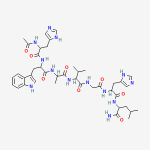 (2S)-2-[(2S)-2-{2-[(2S)-2-[(2S)-2-[(2S)-2-[(2S)-2-acetamido-3-(1H-imidazol-4-yl)propanamido]-3-(1H-indol-3-yl)propanamido]propanamido]-3-methylbutanamido]acetamido}-3-(1H-imidazol-4-yl)propanamido]-4-methylpentanamide