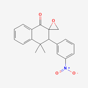 molecular formula C19H17NO4 B14777379 4,4-Dimethyl-3-(3-nitrophenyl)-3,4-dihydro-1H-spiro[naphthalene-2,2'-oxiran]-1-one 