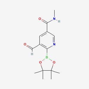 molecular formula C14H19BN2O4 B14777429 5-formyl-N-methyl-6-(4,4,5,5-tetramethyl-1,3,2-dioxaborolan-2-yl)pyridine-3-carboxamide 