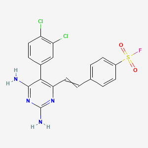 4-[2-[2,6-Diamino-5-(3,4-dichlorophenyl)pyrimidin-4-yl]ethenyl]benzenesulfonyl fluoride