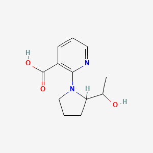 molecular formula C12H16N2O3 B1477770 2-(2-(1-Hydroxyethyl)pyrrolidin-1-yl)nicotinic acid CAS No. 2098080-37-4