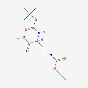 molecular formula C15H26N2O6 B14777851 2-(tert-Butoxycarbonylamino)-2-(1-tert-butoxycarbonylazetidin-3-yl)acetic acid 