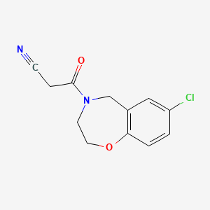molecular formula C12H11ClN2O2 B1477798 3-(7-氯-2,3-二氢苯并[f][1,4]恶杂环-4(5H)-基)-3-氧代丙腈 CAS No. 2098081-52-6