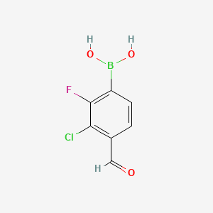 molecular formula C7H5BClFO3 B14778003 (3-Chloro-2-fluoro-4-formylphenyl)boronic acid 