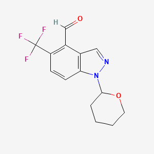 molecular formula C14H13F3N2O2 B14778068 1-(Tetrahydro-2H-pyran-2-yl)-5-(trifluoromethyl)-1H-indazole-4-carbaldehyde 