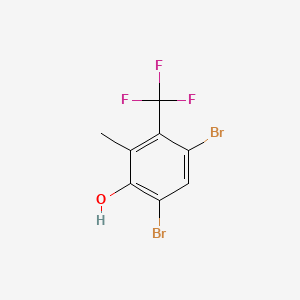 molecular formula C8H5Br2F3O B14778107 4,6-Dibromo-2-methyl-3-(trifluoromethyl)phenol 