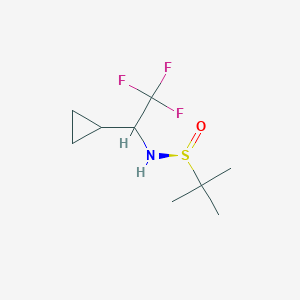 molecular formula C9H16F3NOS B14778200 (S)-N-(1-cyclopropyl-2,2,2-trifluoroethyl)-2-methylpropane-2-sulfinamide 