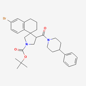 molecular formula C30H37BrN2O3 B14778204 tert-butyl 7-bromo-4'-(4-phenylpiperidine-1-carbonyl)spiro[2,3-dihydro-1H-naphthalene-4,3'-pyrrolidine]-1'-carboxylate 