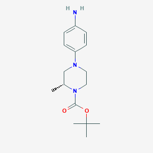 molecular formula C16H25N3O2 B1477830 (R)-tert-butyl 4-(4-aminophenyl)-2-methylpiperazine-1-carboxylate CAS No. 1197164-79-6