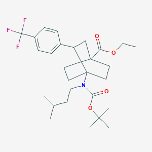 molecular formula C28H40F3NO4 B1477852 Ethyl 4-((tert-butoxycarbonyl)(isopentyl)amino)-3-(4-(trifluoromethyl)phenyl)bicyclo[2.2.2]octane-1-carboxylate CAS No. 2202897-31-0