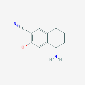 molecular formula C12H14N2O B14778683 5-Amino-3-methoxy-5,6,7,8-tetrahydronaphthalene-2-carbonitrile 