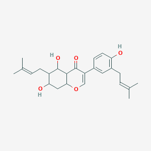 5,7-Dihydroxy-3-[4-hydroxy-3-(3-methyl-2-buten-1-yl)phenyl]-6-(3-methyl-2-buten-1-yl)-4H-1-benzopyran-4-one; 3'-(gamma,gamma-Dimethylallyl)wighteone; 5,7,4'-Trihydroxy-6,3'-diprenylisoflavone