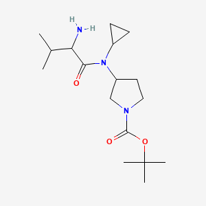 molecular formula C17H31N3O3 B14778958 tert-Butyl 3-((S)-2-amino-N-cyclopropyl-3-methylbutanamido)pyrrolidine-1-carboxylate 