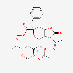 methyl (6R)-3-acetyl-2-oxo-6-phenylsulfanyl-4-(1,2,3-triacetyloxypropyl)-3a,4,7,7a-tetrahydropyrano[3,4-d][1,3]oxazole-6-carboxylate