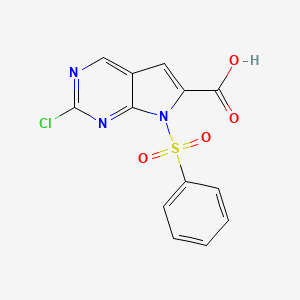 molecular formula C13H8ClN3O4S B1477897 7-(Benzenesulfonyl)-2-chloro-7H-pyrrolo[2,3-d]pyrimidine-6-carboxylic acid CAS No. 1638767-43-7