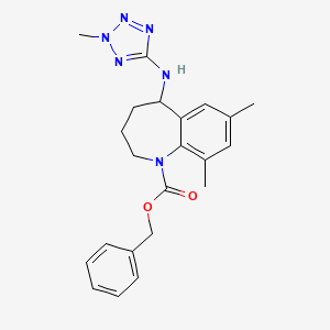 molecular formula C22H26N6O2 B14778981 Benzyl 7,9-dimethyl-5-[(2-methyltetrazol-5-yl)amino]-2,3,4,5-tetrahydro-1-benzazepine-1-carboxylate 