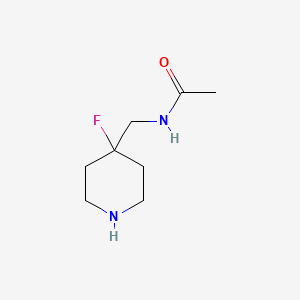 molecular formula C8H15FN2O B14779014 N-[(4-fluoro-4-piperidyl)methyl]acetamide 