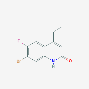 molecular formula C11H9BrFNO B1477923 7-Bromo-4-ethyl-6-fluorohydroquinolin-2-one CAS No. 1632289-40-7