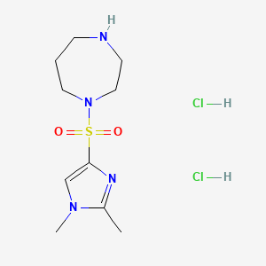 molecular formula C10H20Cl2N4O2S B1477965 1-((1,2-二甲基-1H-咪唑-4-基)磺酰基)-1,4-二氮杂环戊烷二盐酸盐 CAS No. 1949816-48-1