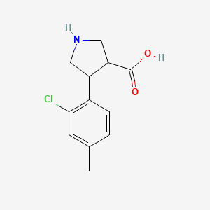 molecular formula C12H14ClNO2 B1477972 4-(2-氯-4-甲基苯基)吡咯烷-3-羧酸 CAS No. 2098052-07-2