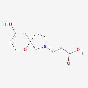 molecular formula C11H19NO4 B1478004 3-(9-Hydroxy-6-oxa-2-azaspiro[4.5]decan-2-yl)propanoic acid CAS No. 2097945-95-2
