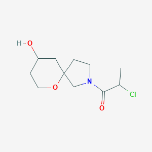molecular formula C11H18ClNO3 B1478010 2-氯-1-(9-羟基-6-氧杂-2-氮杂螺[4.5]癸-2-基)丙烷-1-酮 CAS No. 2097944-49-3