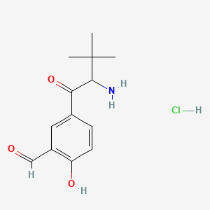 molecular formula C13H18ClNO3 B14780267 5-[2-(Tert-butylamino)acetyl]-2-hydroxybenzaldehyde hydrochloride 