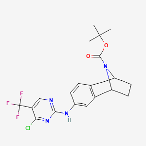 molecular formula C20H20ClF3N4O2 B14780466 Naphthalen-1,4-imine-9-carboxylic acid, 6-[[4-chloro-5-(trifluoromethyl)-2-pyrimidinyl]amino]-1,2,3,4-tetrahydro-, 1,1-dimethylethyl ester CAS No. 942492-12-8