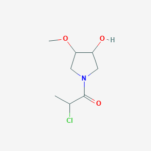 molecular formula C8H14ClNO3 B1478048 2-氯-1-(3-羟基-4-甲氧基吡咯烷-1-基)丙انون CAS No. 2098082-40-5