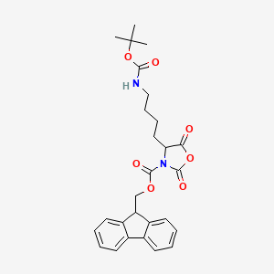 molecular formula C27H30N2O7 B14780528 9H-fluoren-9-ylmethyl 4-[4-[(2-methylpropan-2-yl)oxycarbonylamino]butyl]-2,5-dioxo-1,3-oxazolidine-3-carboxylate 