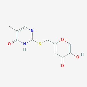 2-(((5-hydroxy-4-oxo-4H-pyran-2-yl)methyl)thio)-5-methylpyrimidin-4(3H)-one
