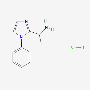 molecular formula C11H14ClN3 B1478074 1-(1-phenyl-1H-imidazol-2-yl)ethan-1-amine hydrochloride CAS No. 1803604-24-1