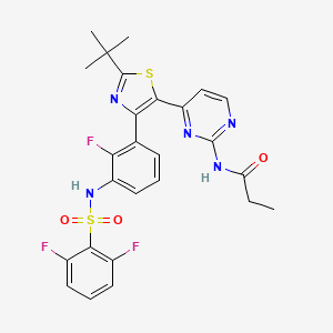 molecular formula C26H24F3N5O3S2 B14780846 N-(4-(2-(tert-Butyl)-4-(3-((2,6-difluorophenyl)sulfonamido)-2-fluorophenyl)thiazol-5-yl)pyrimidin-2-yl)propionamide 