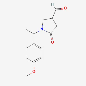 molecular formula C14H17NO3 B14780922 1-[1-(4-Methoxyphenyl)ethyl]-5-oxopyrrolidine-3-carbaldehyde 