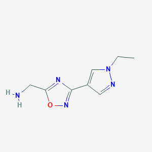 molecular formula C8H11N5O B1478097 （3-(1-乙基-1H-吡唑-4-基)-1,2,4-恶二唑-5-基)甲胺 CAS No. 2034154-15-7