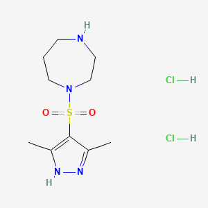molecular formula C10H20Cl2N4O2S B1478098 1-((3,5-二甲基-1H-吡唑-4-基)磺酰基)-1,4-二氮杂环己烷二盐酸盐 CAS No. 1949815-67-1
