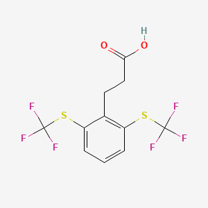 molecular formula C11H8F6O2S2 B14781065 (2,6-Bis(trifluoromethylthio)phenyl)propanoic acid 