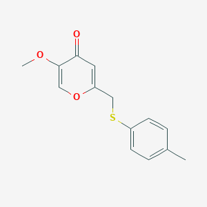 molecular formula C14H14O3S B1478107 5-甲氧基-2-((对甲苯硫基)甲基)-4H-吡喃-4-酮 CAS No. 1949836-81-0