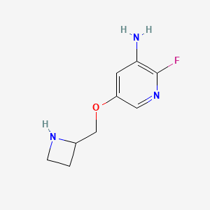 molecular formula C9H12FN3O B14781075 5-[(2R)-2-Azetidinylmethoxy]-2-Fluoro-3-Pyridinamine 