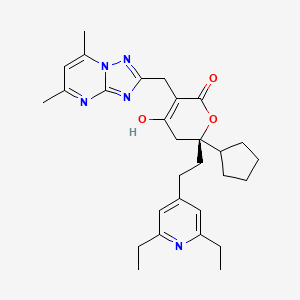 (S)-6-Cyclopentyl-6-[2-(2,6-diethylpyridin-4-yl)ethyl]-3-[(5,7-dimethyl-[1,2,4]triazolo[1,5-a]pyrimidin-2-yl)methyl]-4-hydroxy-5,6-dihydro-2H-pyran-2-one