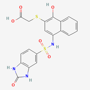 2-((1-Hydroxy-4-(2-oxo-2,3-dihydro-1H-benzo[d]imidazole-5-sulfonamido)naphthalen-2-yl)thio)acetic acid