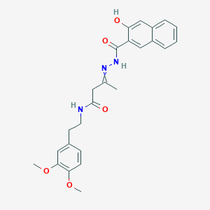 (3E)-N-[2-(3,4-Dimethoxyphenyl)ethyl]-3-{[(3-hydroxynaphthalen-2-YL)formamido]imino}butanamide